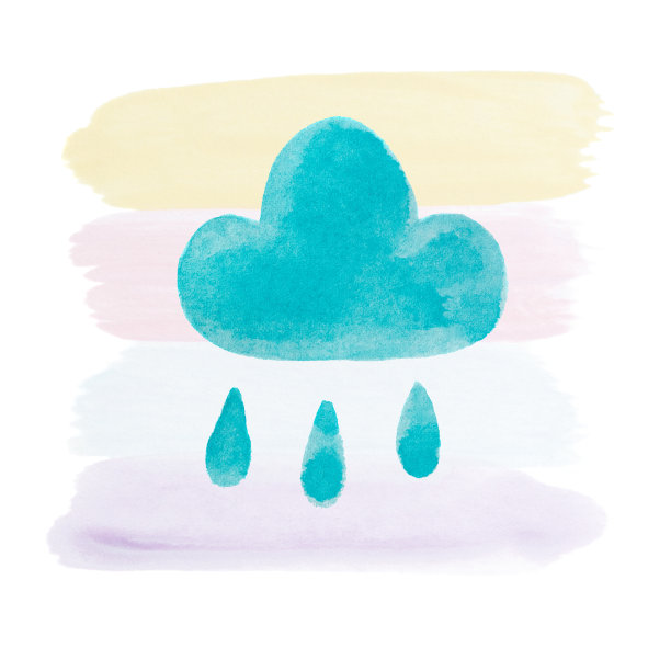 手绘水彩蓝色云彩。孤立在白色的。儿童纺织品，包装纸，天气表面设计，背景元素。图片下载