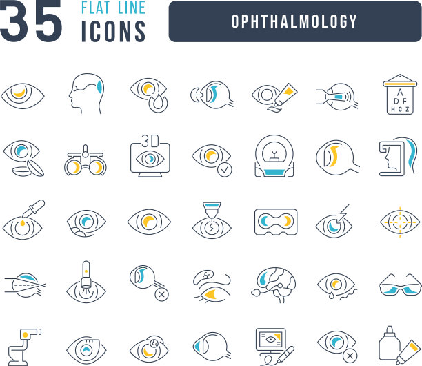 眼科线性图标集图片下载