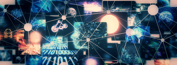 技术概念影像投影于多屏幕图片下载