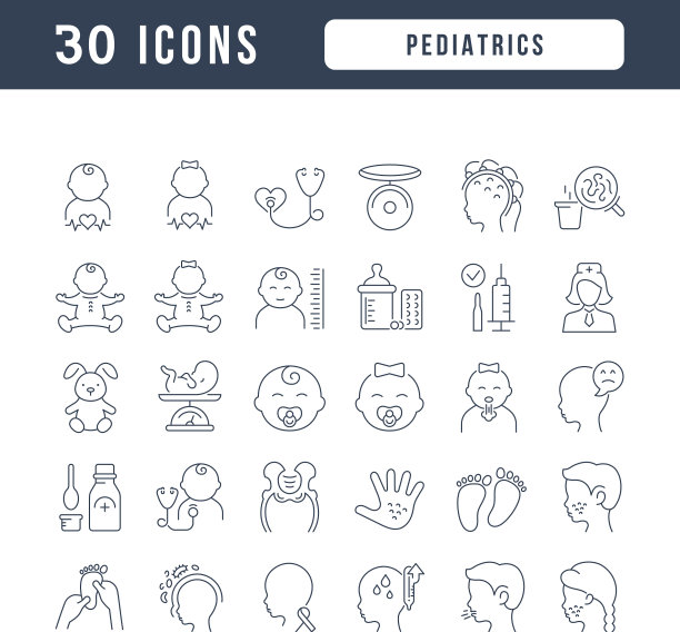 儿科线性图标集图片下载