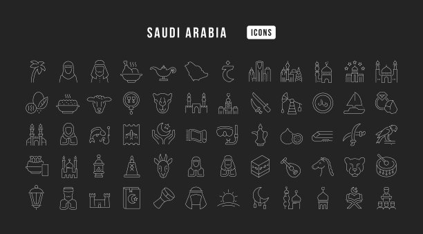 一套线性图标的沙特阿拉伯图片下载