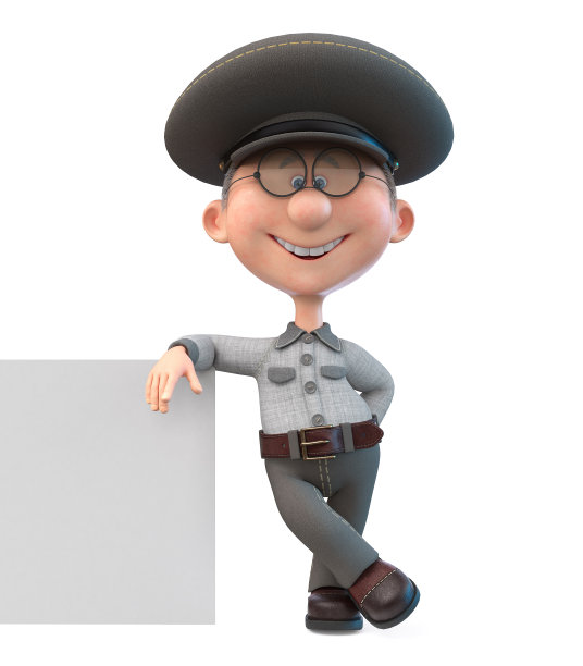 一个戴着帽子微笑的小男孩的3d插图图片下载