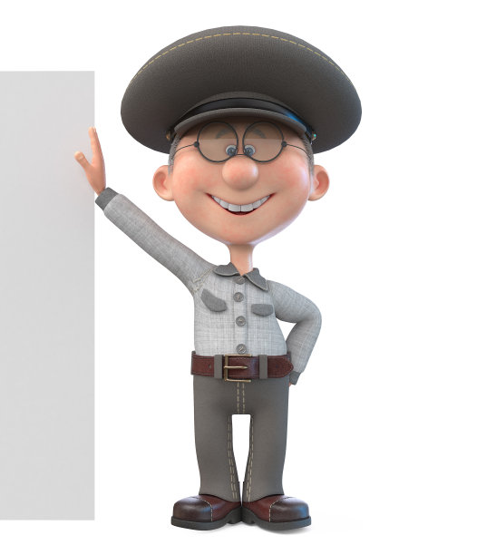 一个戴着帽子微笑的小男孩的3d插图图片下载