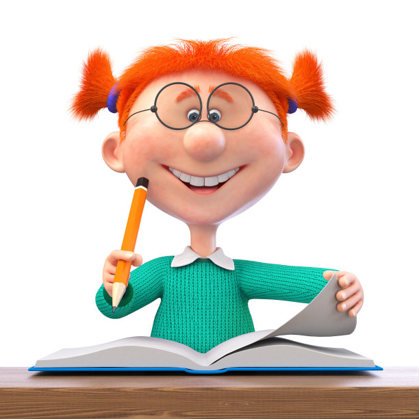 一个小女孩在教室里微笑的3d插图图片下载