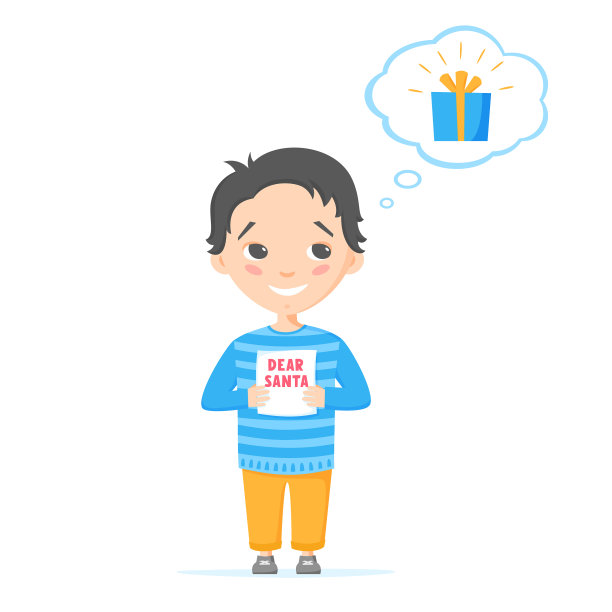 男孩希望和梦想着圣诞节的礼物图片下载