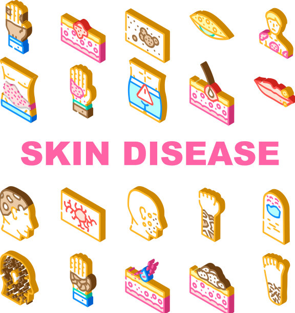 皮肤病人类健康问题图标设置图片下载