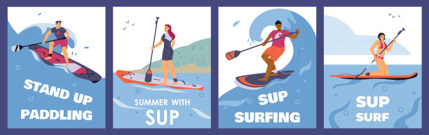 一套海报与年轻的运动人士图片下载