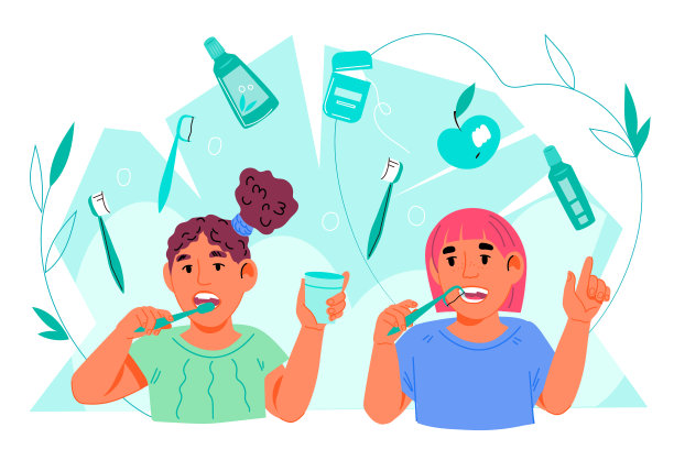 儿童牙科保健和儿科牙科诊所旗帜模板，平面载体分离。图片下载