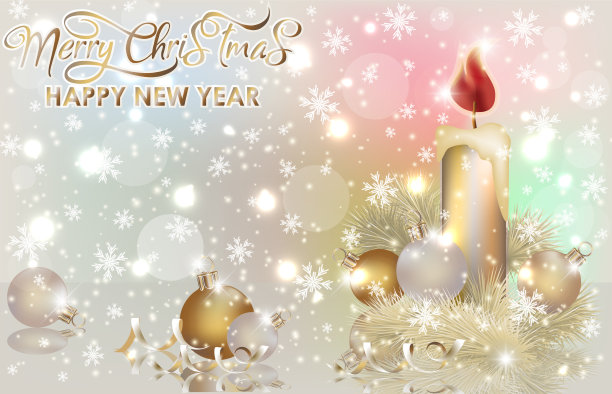 带有圣诞蜡烛的新年圣诞墙纸图片下载