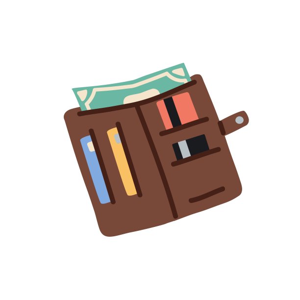 打开钱包与塑料银行和折扣卡，纸钞票在口袋，插槽。钱，现金，钱包里的货币。平面矢量插图孤立在白色背景上图片下载