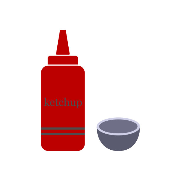 番茄酱装在瓶子和碗里。矢量插图孤立在白色背景上。图片下载