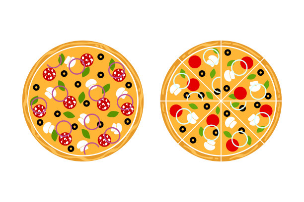 披萨矢量图标在平面风格孤立在白色背景。图片下载