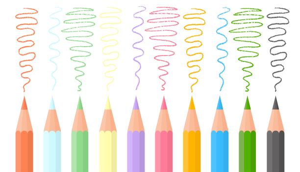用彩色矢量铅笔画线。图片下载