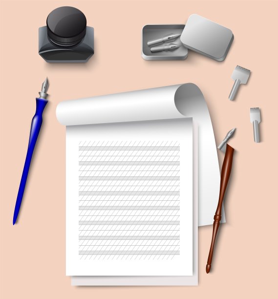 书法供应集和纸素描簿矢量图片下载