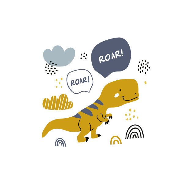 可爱的海报与小恐龙矢量打印的婴儿房，婴儿淋浴，贺卡，孩子和婴儿t恤，和穿图片下载
