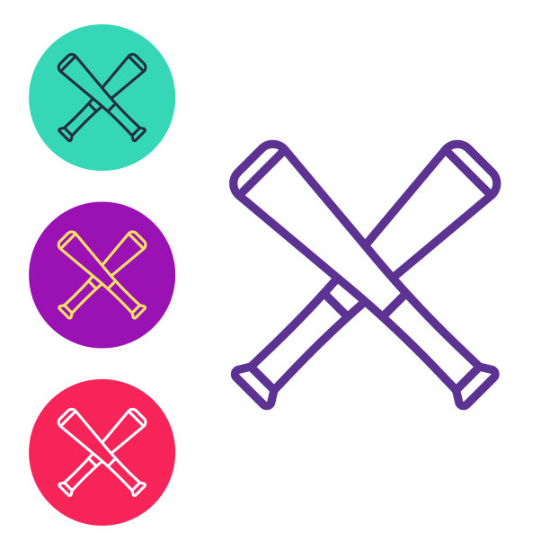 设置线越过棒球棒图标孤立上图片下载