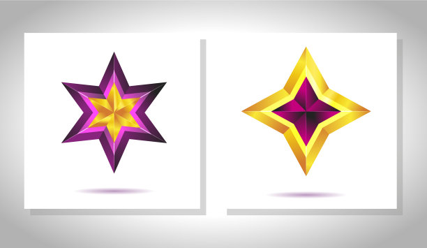 一套现实的金属金色星星孤立图片下载