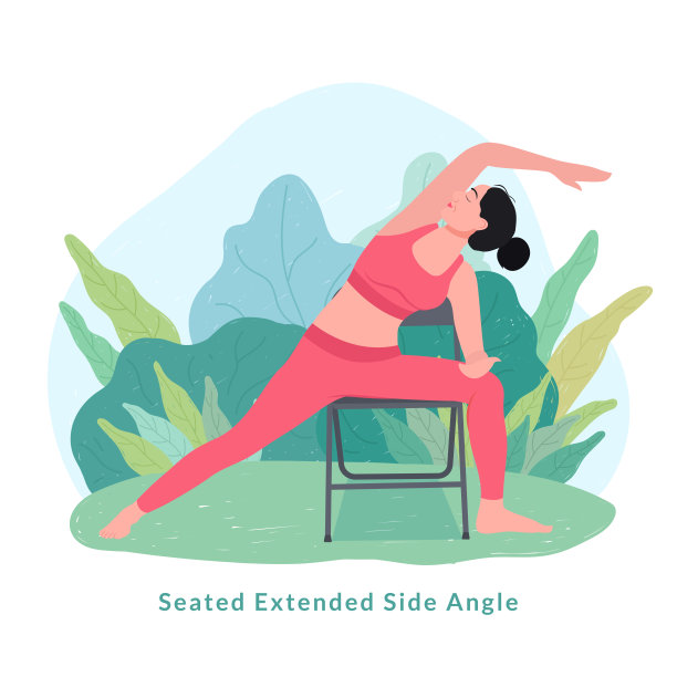 坐姿伸展侧角瑜伽姿势。为瑜伽日庆祝活动做瑜伽的年轻女子。图片下载