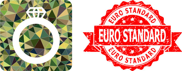 橡胶欧标印章和宝石环低聚图片下载