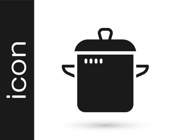 黑色炊具图标孤立在白色上图片下载