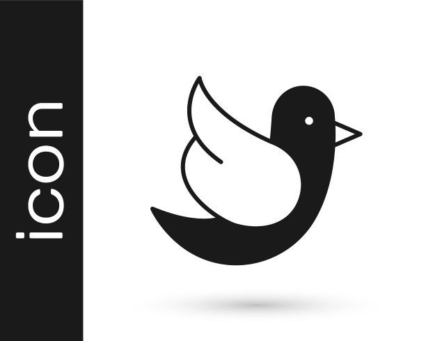 黑色鸽子图标孤立在白色背景图片下载