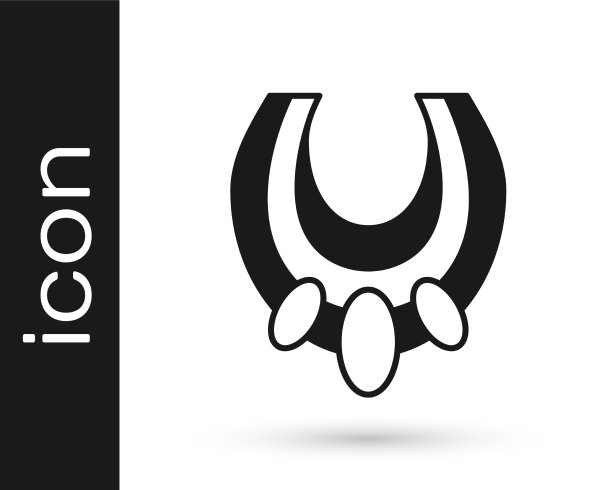 黑色埃及项链图标孤立在白色图片下载