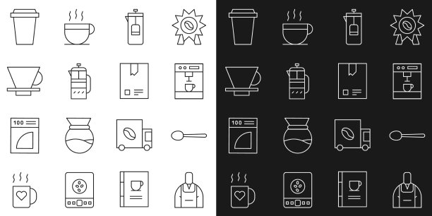 设置线咖啡师勺子咖啡机法式图片下载