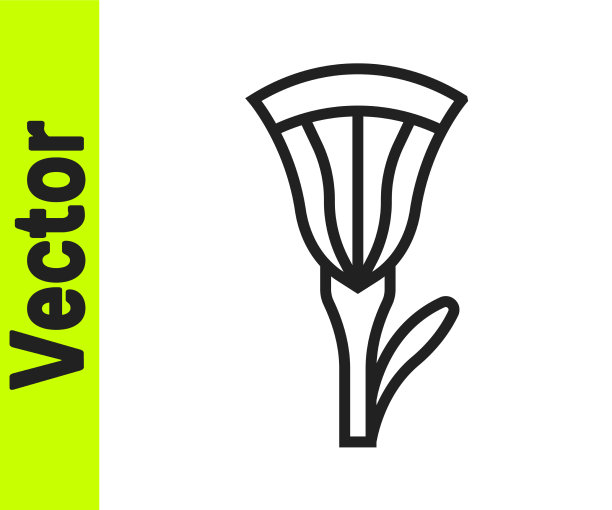 黑线埃及莲花图标孤立在白色图片下载