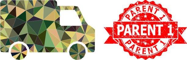 橡胶父母1印章印章和面包车低聚图片下载