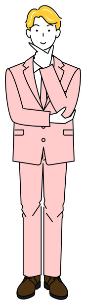 一个西装革面的帅哥在想一个积极的解决方案。全身站立插图矢量图片下载