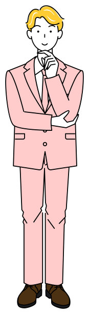 一个西装革面的帅哥在想一个积极的解决方案。全身站立插图矢量图片下载