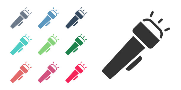 黑色手电筒图标孤立在白色背景图片下载