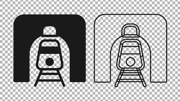黑色列车在铁路隧道icon上孤立无援图片下载