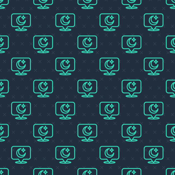 绿线月亮和星星图标隔离无缝图片下载