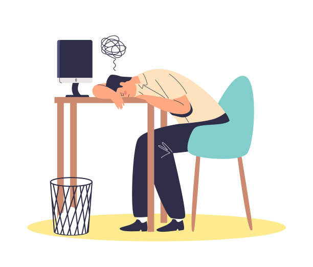 疲惫不堪的商人躺在桌面上图片下载