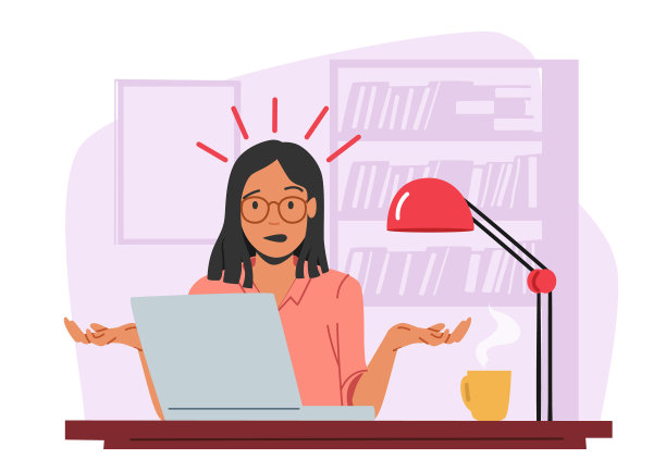 超载困惑的商务女性坐在笔记本电脑图片下载