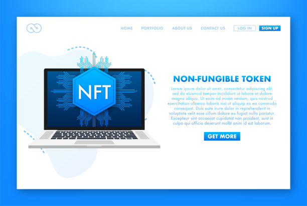 平面插图与nft笔记本电脑屏幕。横幅向量。平面设计。矢量设计艺术图片下载
