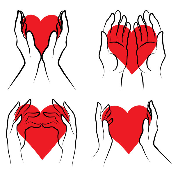 一双手捧着一颗心简单的轮廓图片下载