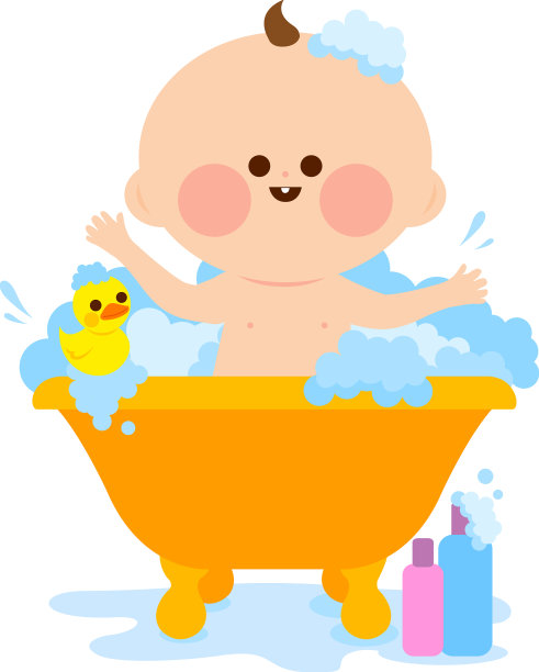 婴儿在浴缸里洗澡图片下载