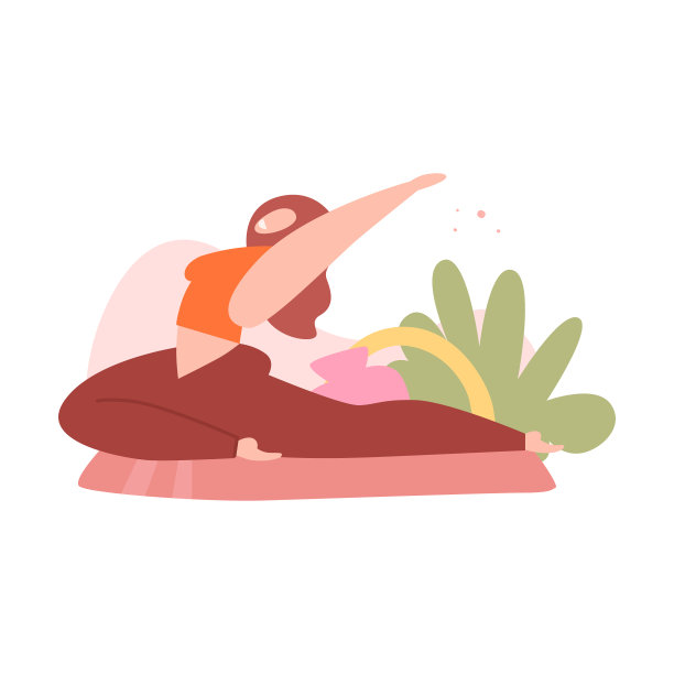 快乐的年轻女子在垫子上做伸展运动图片下载