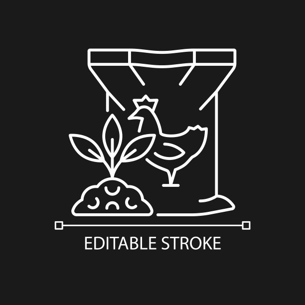 鸡禽粪便线性图标为黑暗主题图片下载