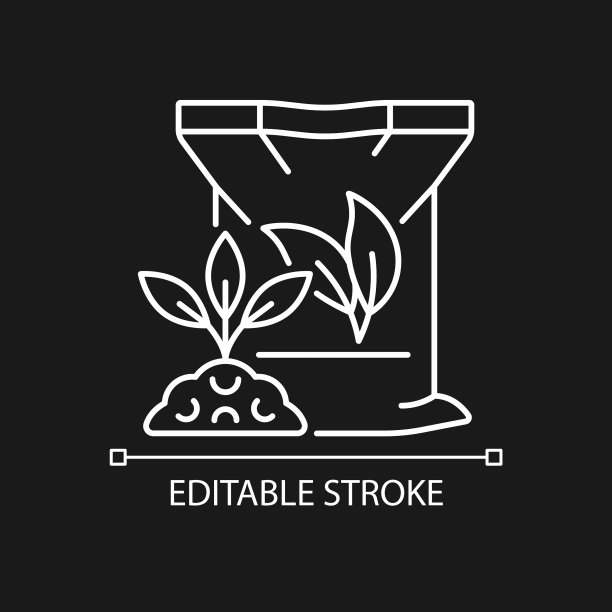 有机肥料线性图标为黑色主题图片下载