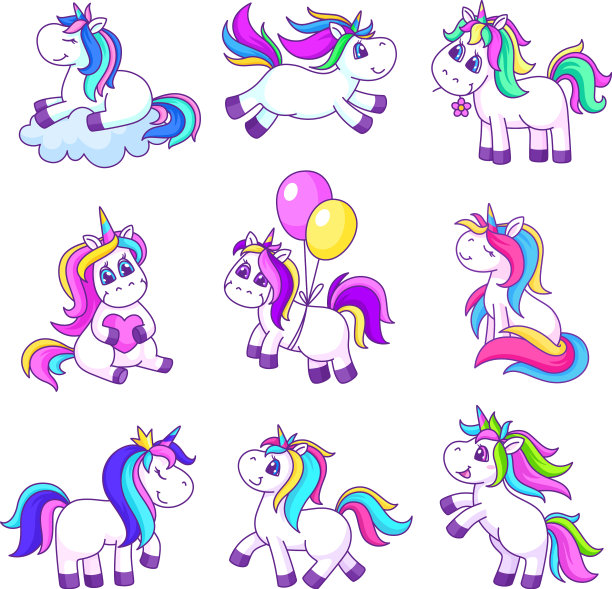 卡通魔法独角兽可爱的小马独角兽补丁图片下载