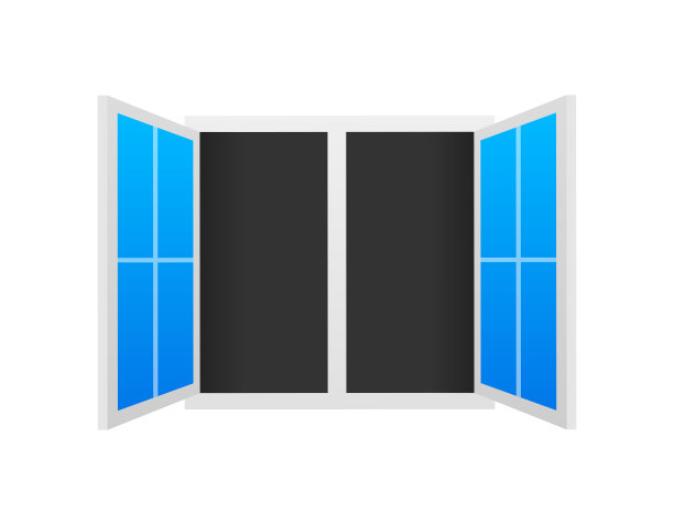 平面图标与窗口打开在白色背景的网页设计图片下载