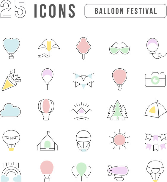 气球节的线条图标图片下载