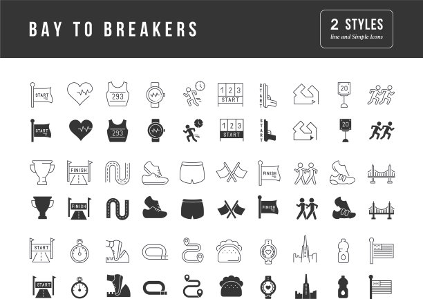 海湾到 Breakers 长跑赛图标合集图片下载