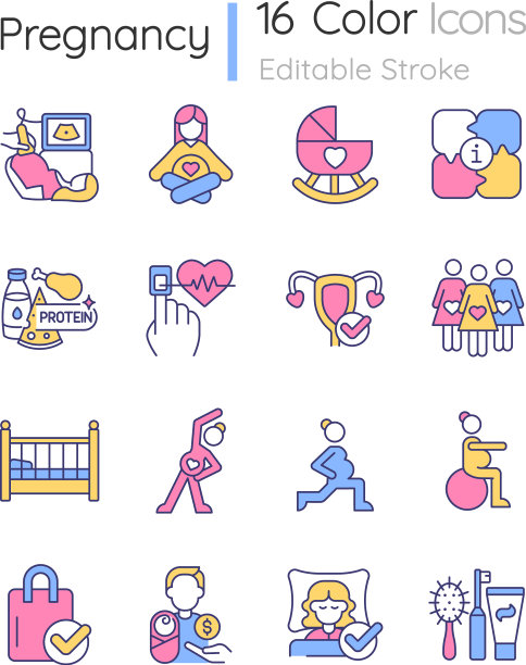 妊娠RGB颜色图标设置图片下载