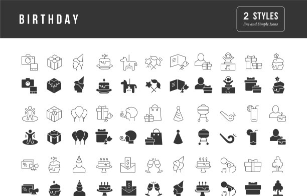 一套简单的生日图标图片下载