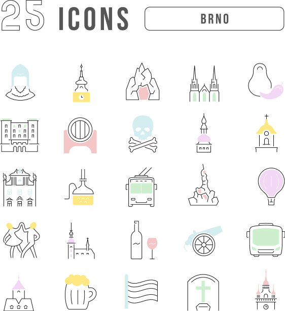 一套线性图标的brno图片下载