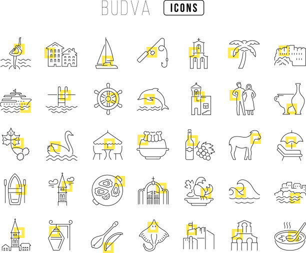 一套线性图标的budva图片下载